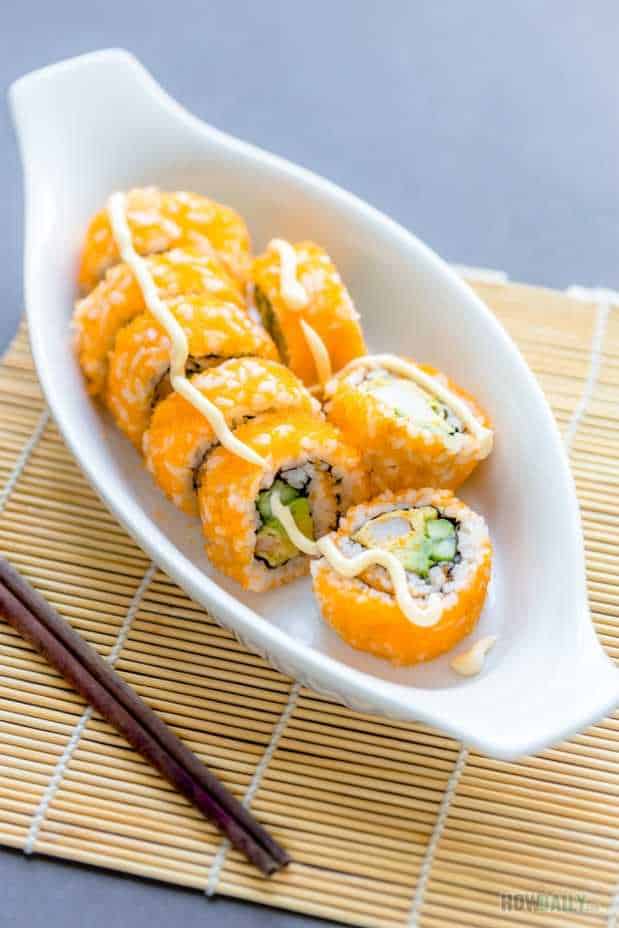 cooked sushi rolls