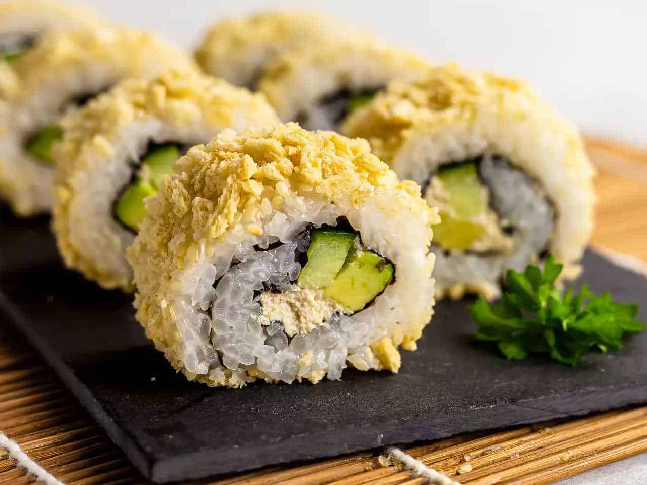 Crunchy California Rolls Sushi with Tofu