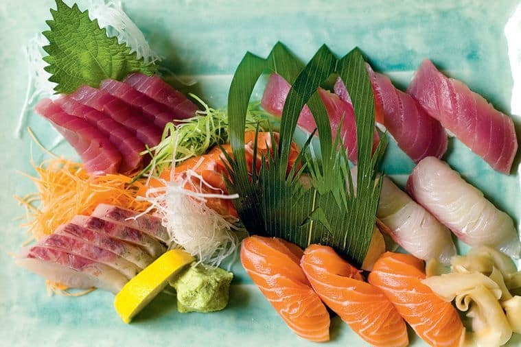 Mixed sushi and sashimi platter