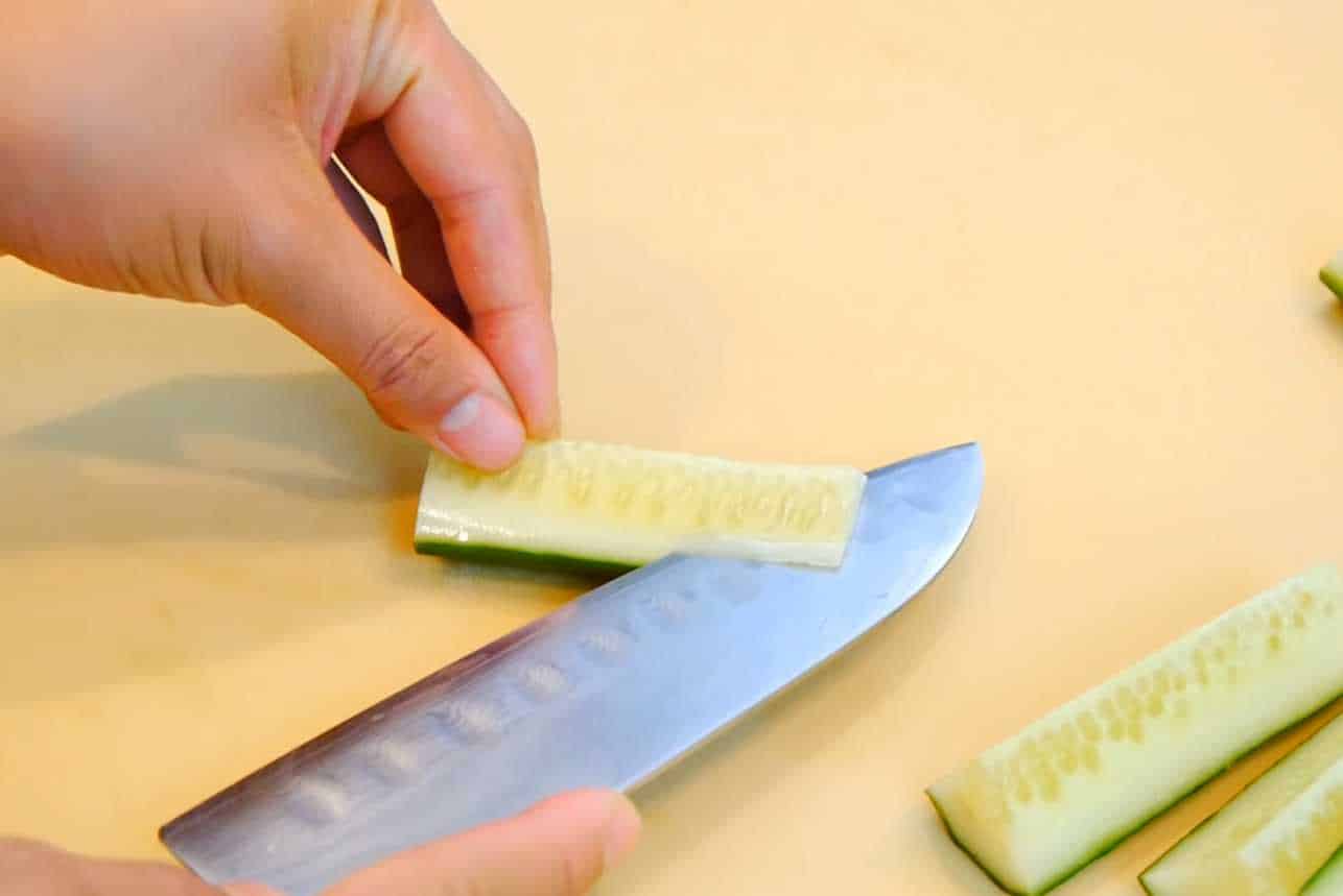 Take out the cucumber core