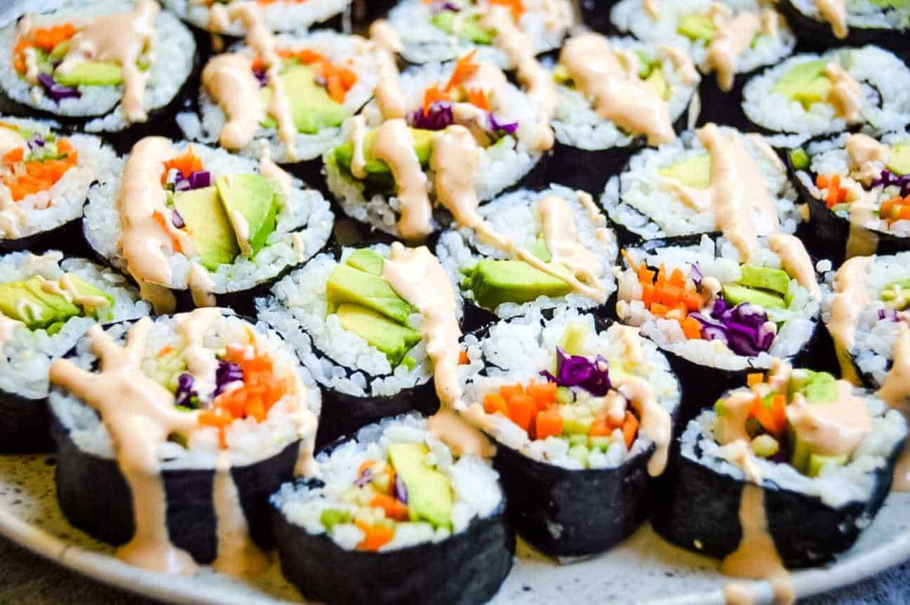 rainbow roll sushi