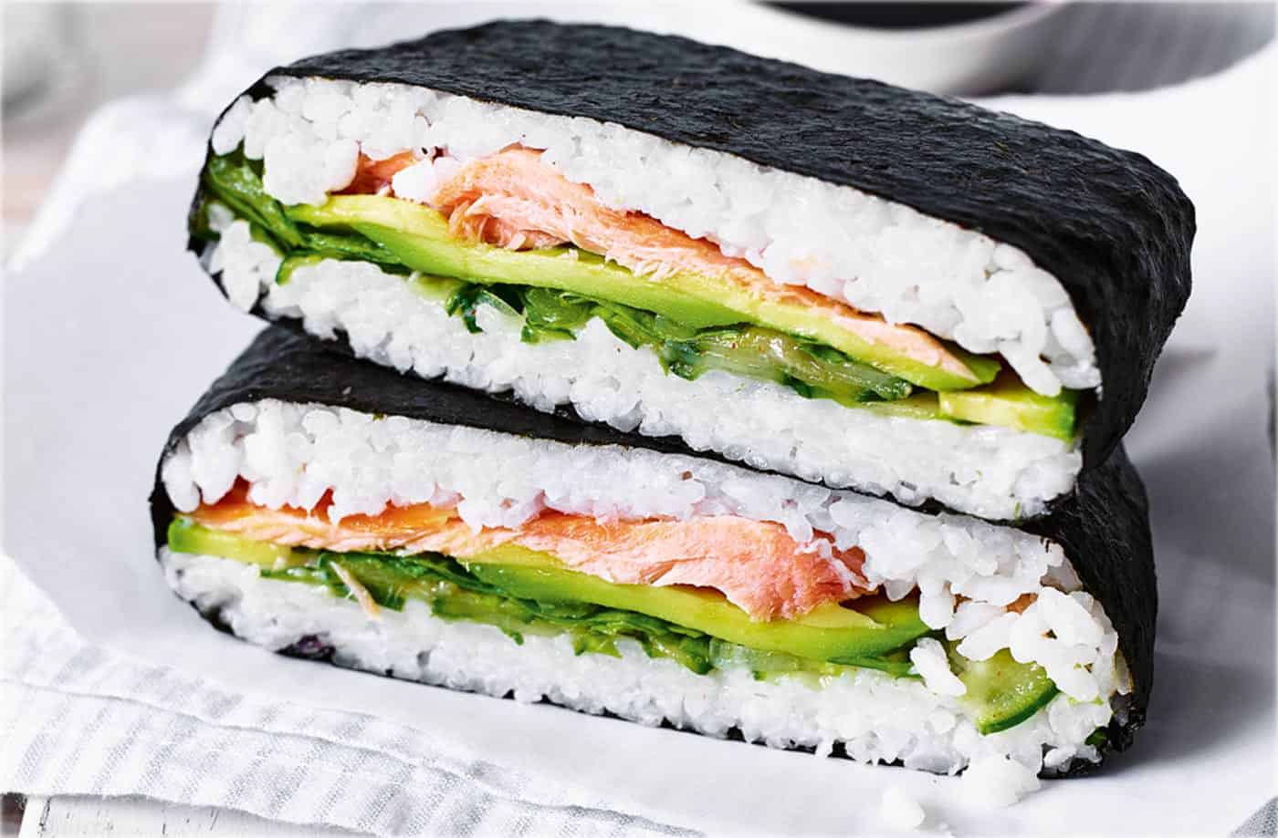 Japanese-inspired onigirazu (sushi sandwich) recipe