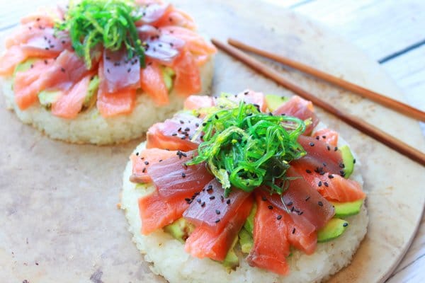 Sushi Pizza Topped with Wakame Seaweed Salad