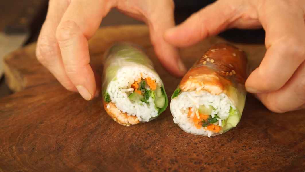 Teriyaki Grilled Salmon Spring Rolls