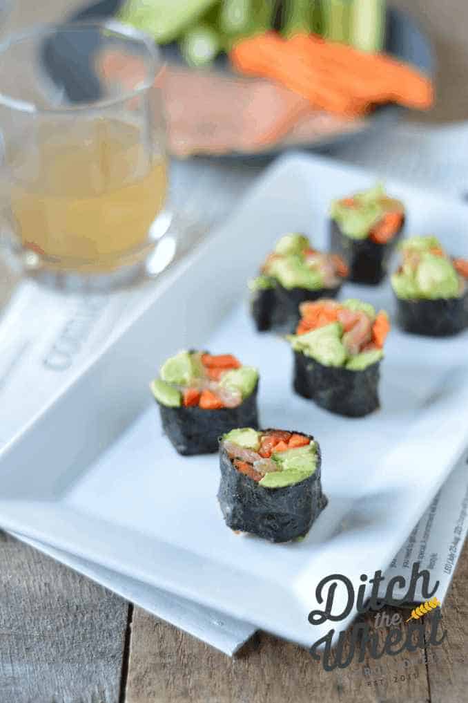 Gluten-free and Paleo keto sushi (with yellow or red peppers)