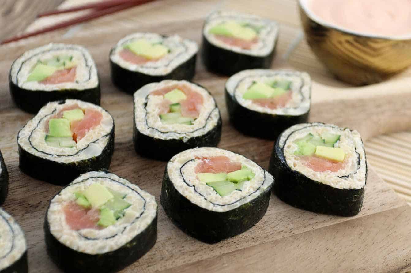 Keto sushi roll (with soy sauce or coconut aminos)