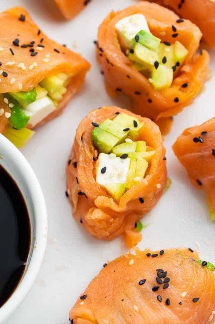 Keto sushi with soy or tamari sauce