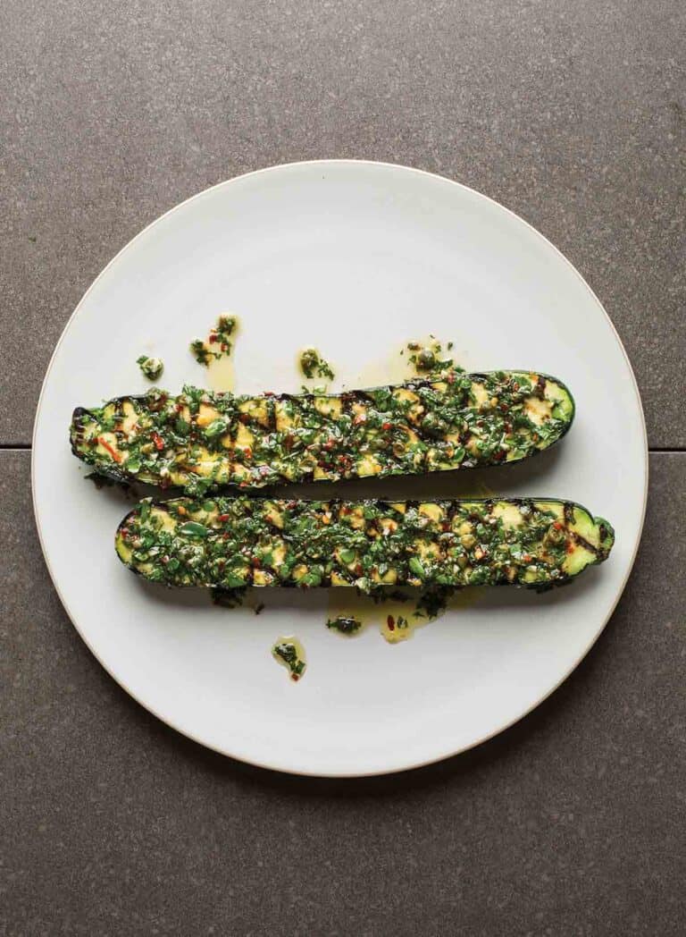Grilled Zucchini with Mint Salsa